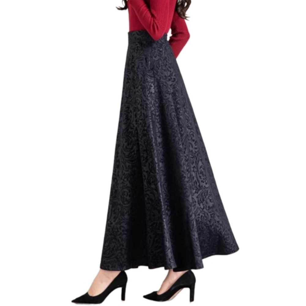 Vintage Alexon Blue Brocade Cotton Blend Maxi